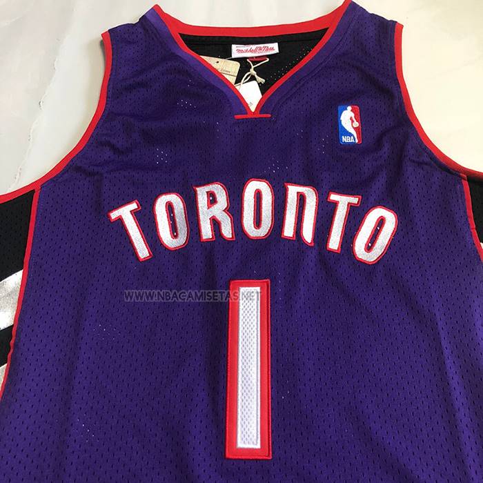 Camiseta Toronto Raptors Tracy McGrady NO 1 Mitchell & Ness 1999-00 Violeta